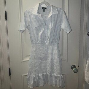 AQUA Collared Stripped Shirt Dress, Small